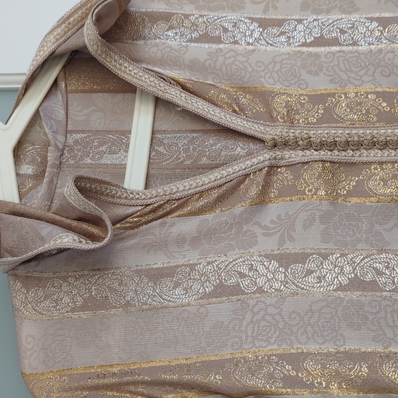 Silk Metallic Gold Kaftan from Morocco - Picture 3 of 6